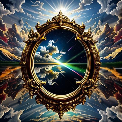 Ethereal Sky with Sunrays in Maximalist Style