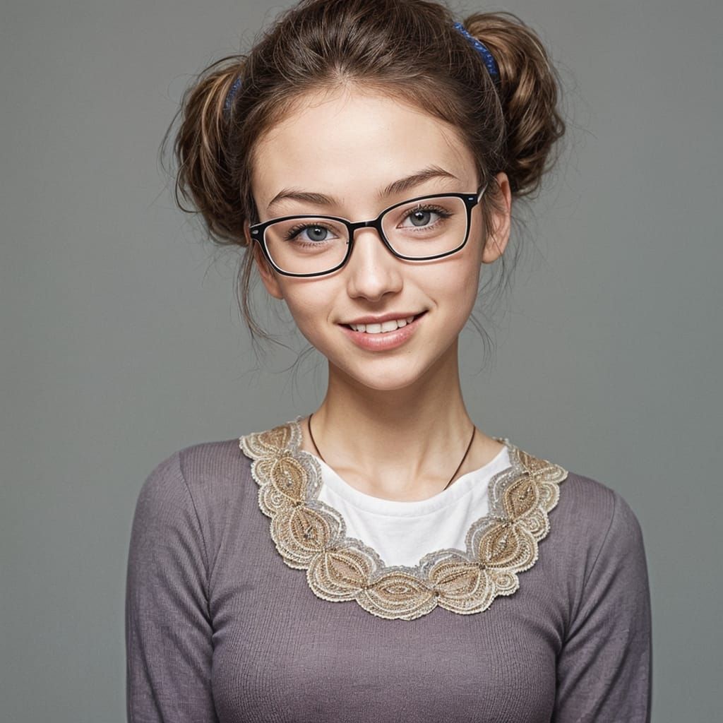 Cute Girl in Glasses and Braces