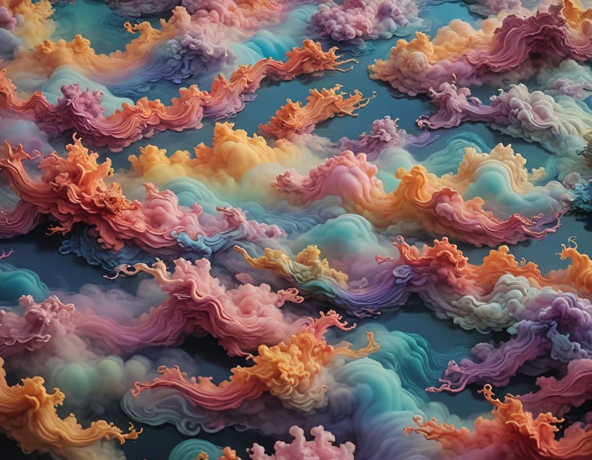 Surreal Dragon Cloudscape with Oil Slick Colors