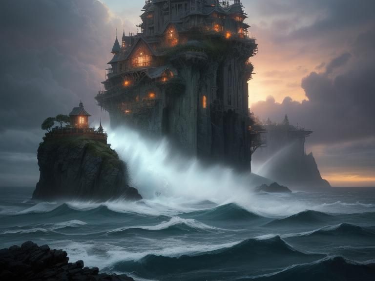 Tempestuous Ocean View with Electric Phenomena