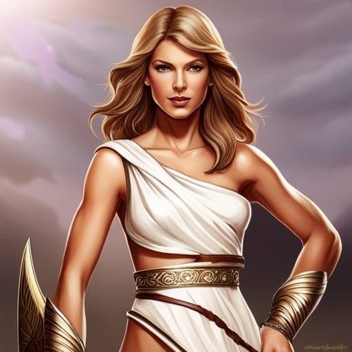 Taylor Swift as Athena: Digital Art Portrait