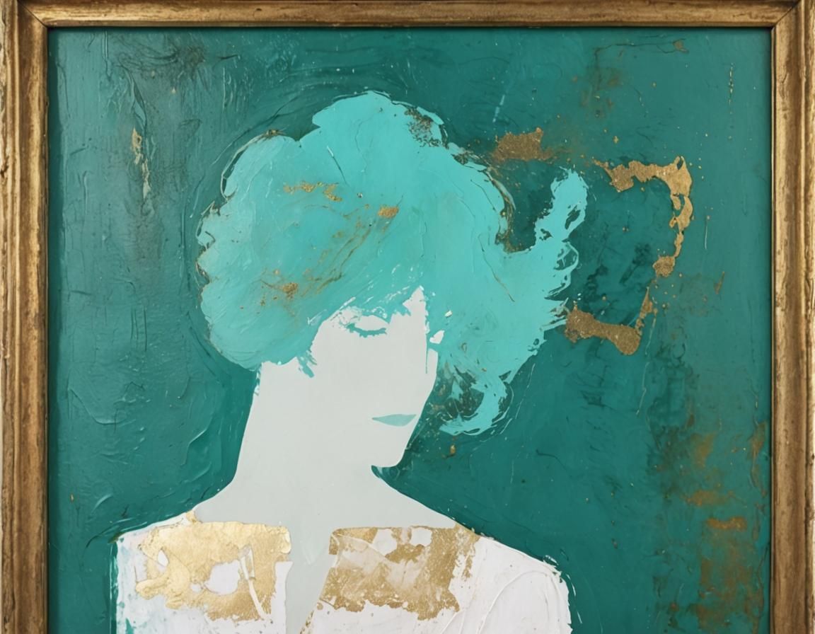 Abstract Portrait in Turquoise, Green and Gold