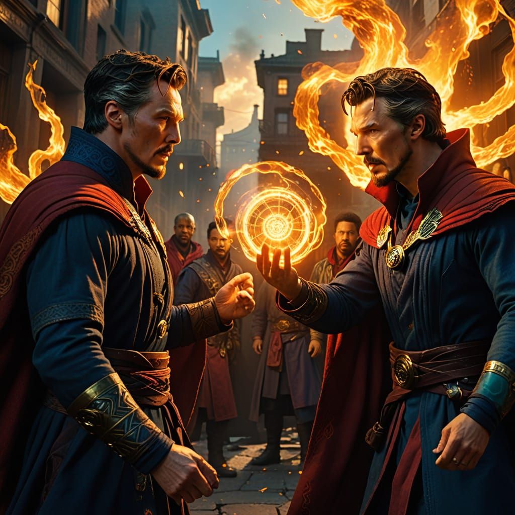 Doctor Strange Confrontation in Hyperrealistic Concept Art