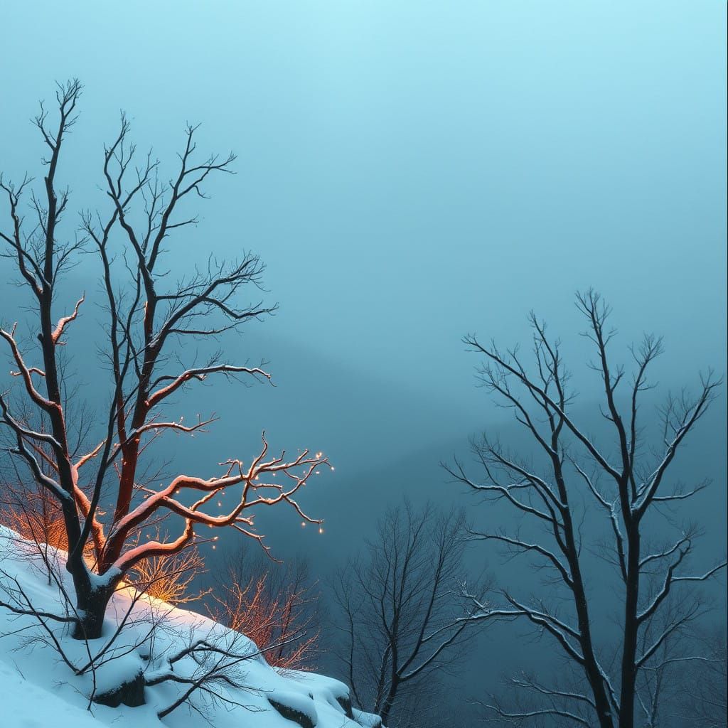 Ethereal Angelic Figure in a Winter Landscape
