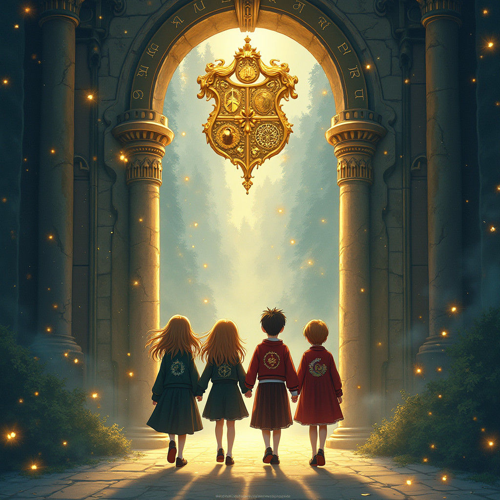 Students Enter Magical School with Glowing Runes