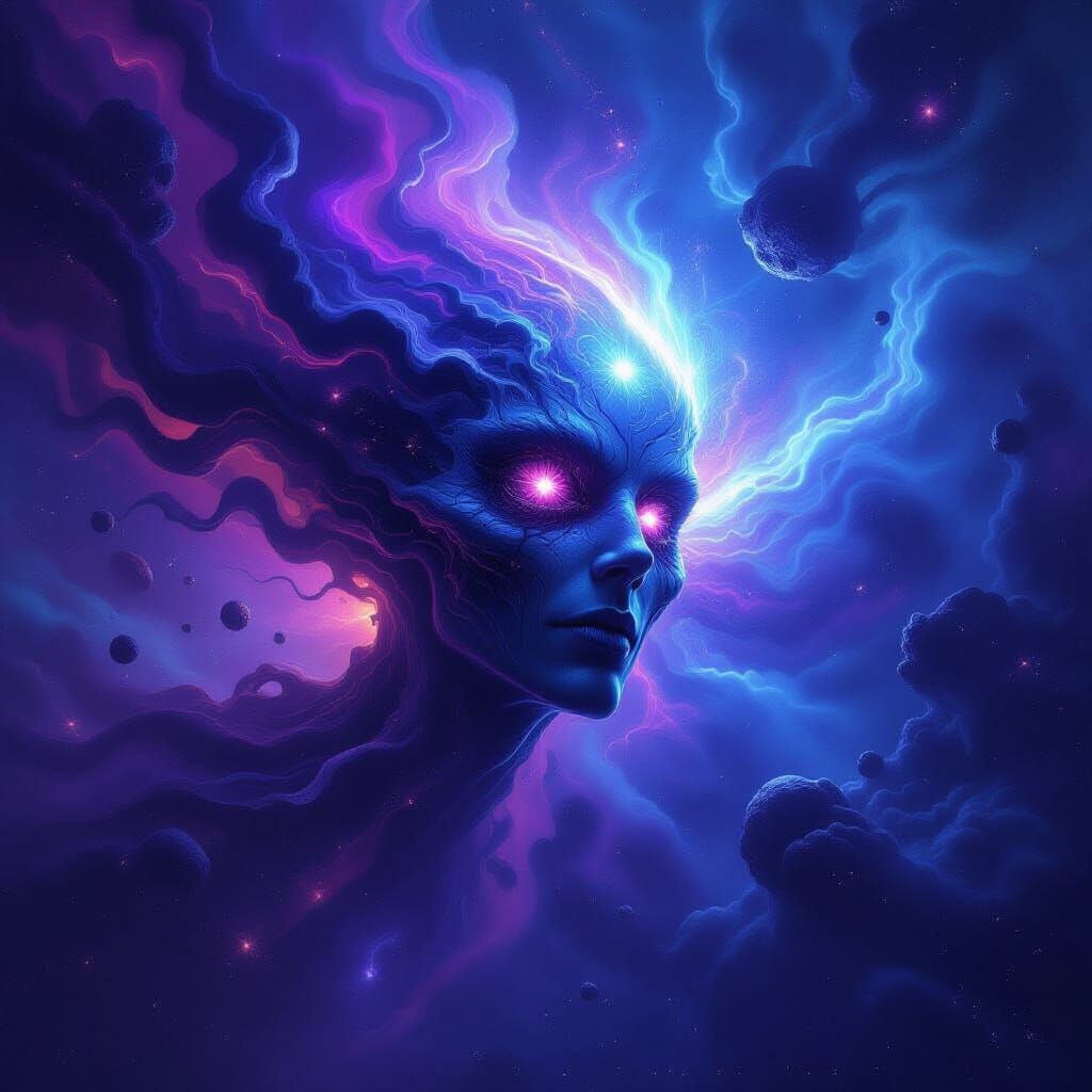 Cosmic Entity Fthakthulge in Surreal Galaxy