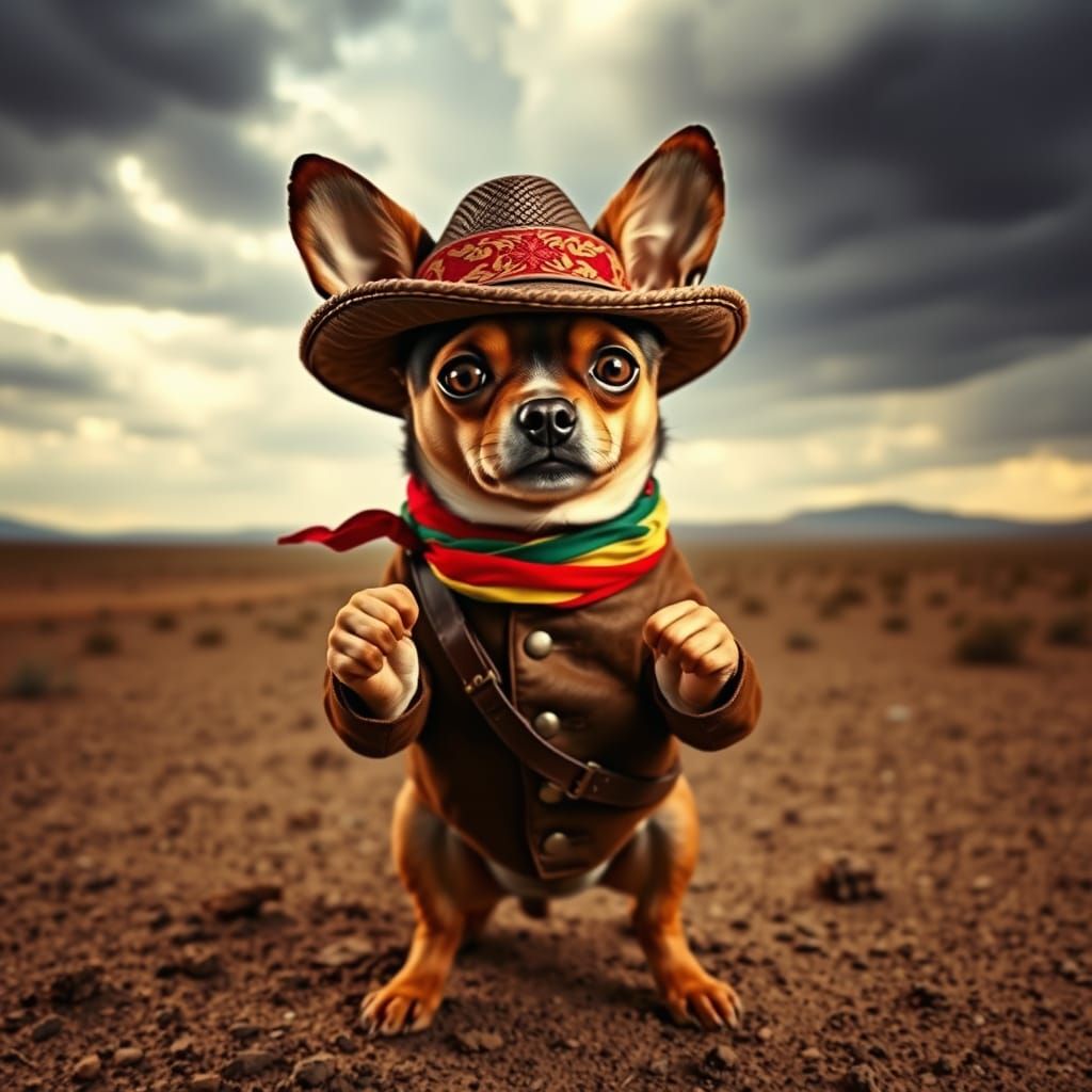 Chihuahua as Pancho Villa in Spaghetti Western Style