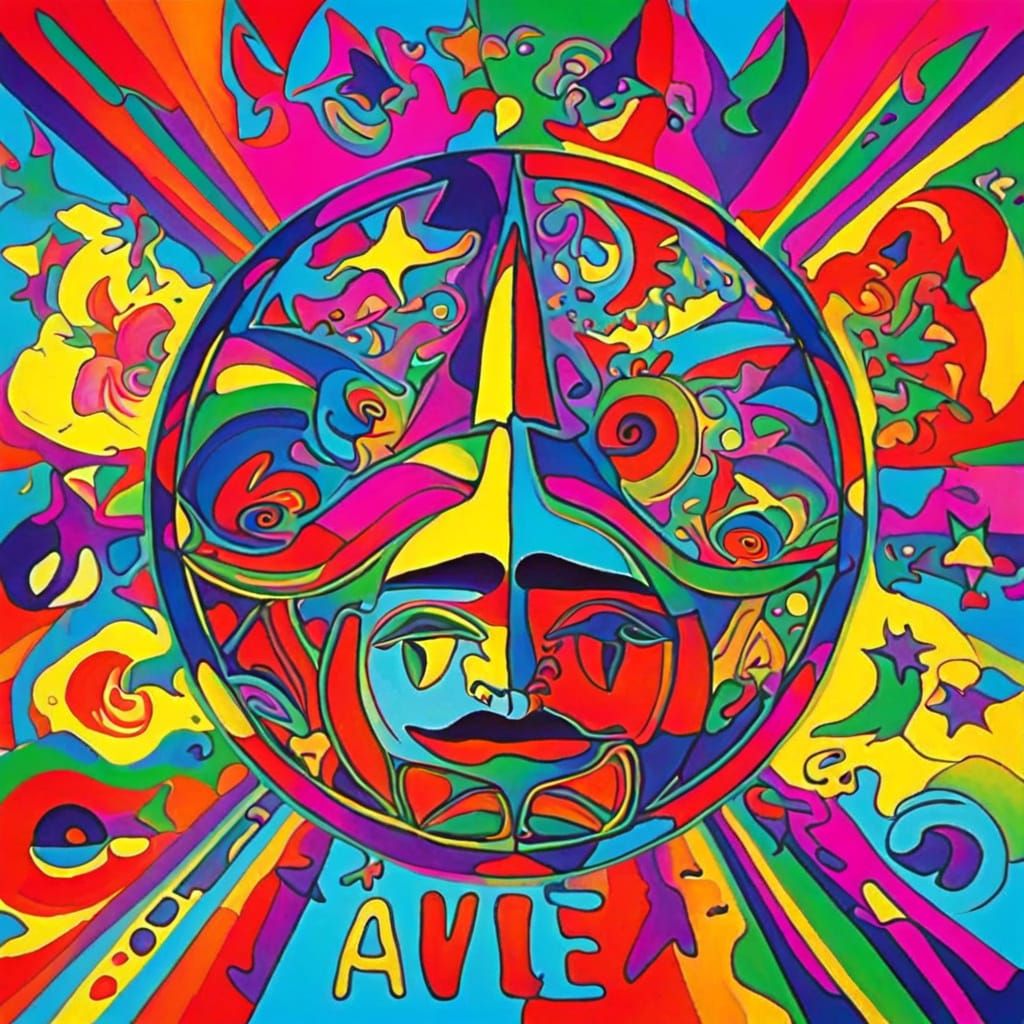 Psychedelic Peace Art in the Style of Peter Max