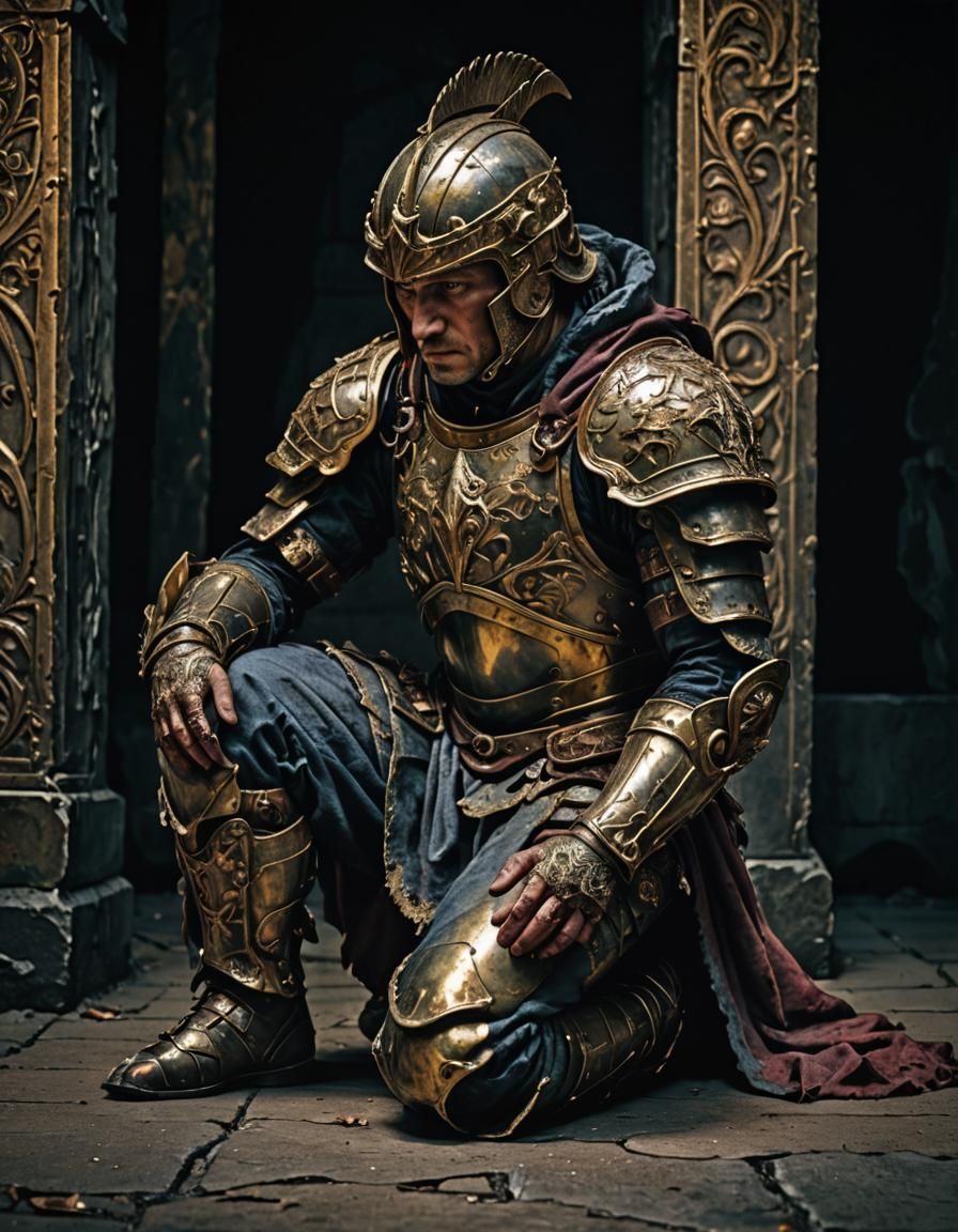 Armored Warrior's Despair: A Cinematic Masterpiece