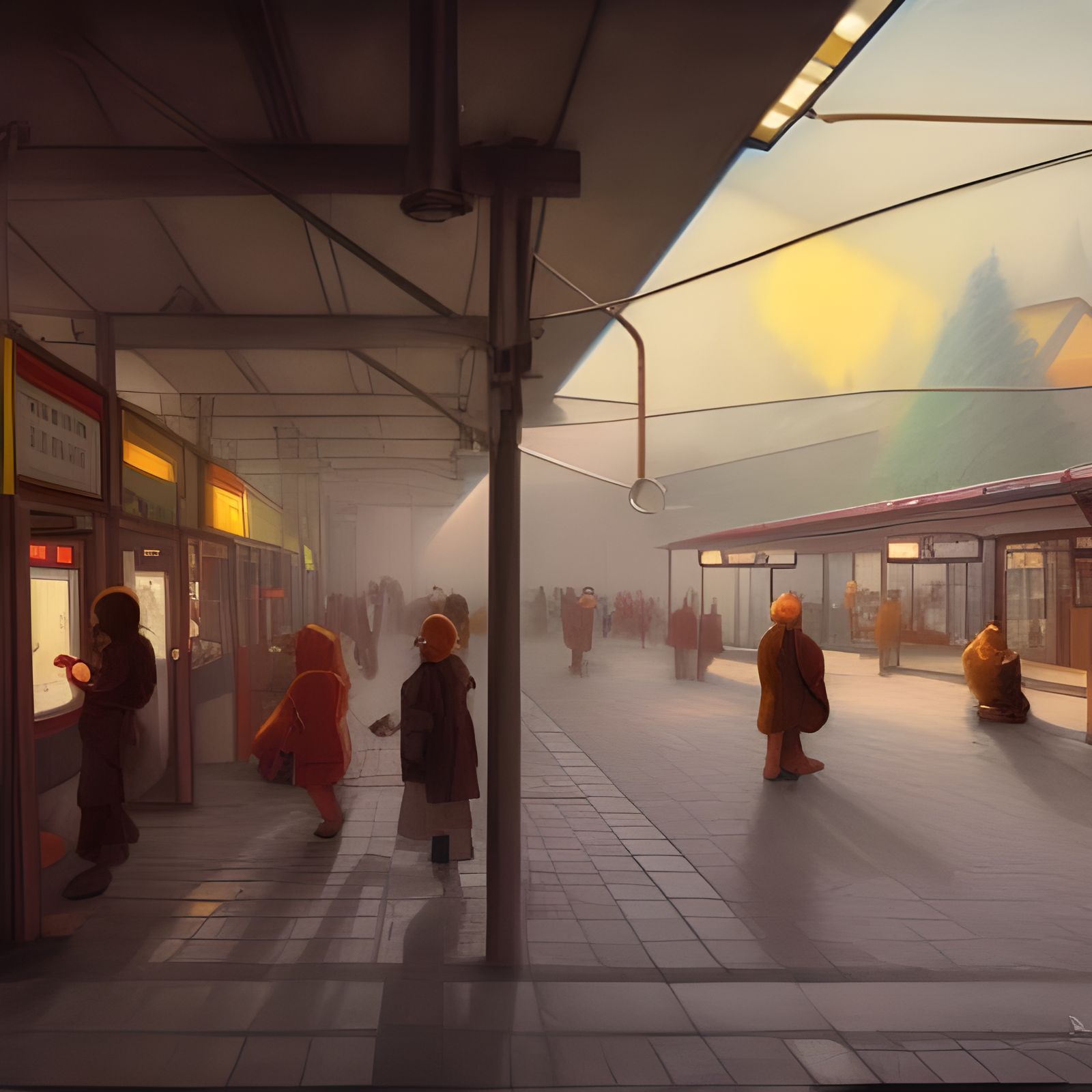 Bavarian Village Bus Station, Art Nouveau Style