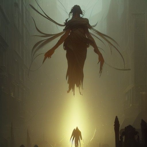 Dark Fantasy Art in the Style of Alphonse Mucha