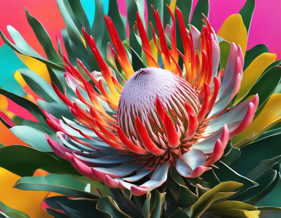 Hyperrealistic Protea Flower in Cape Town, 4K