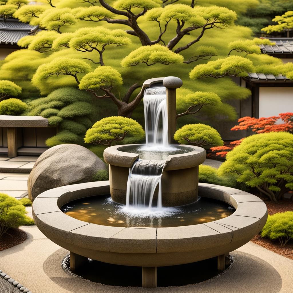 Zen Garden: Flowing Water Fountain