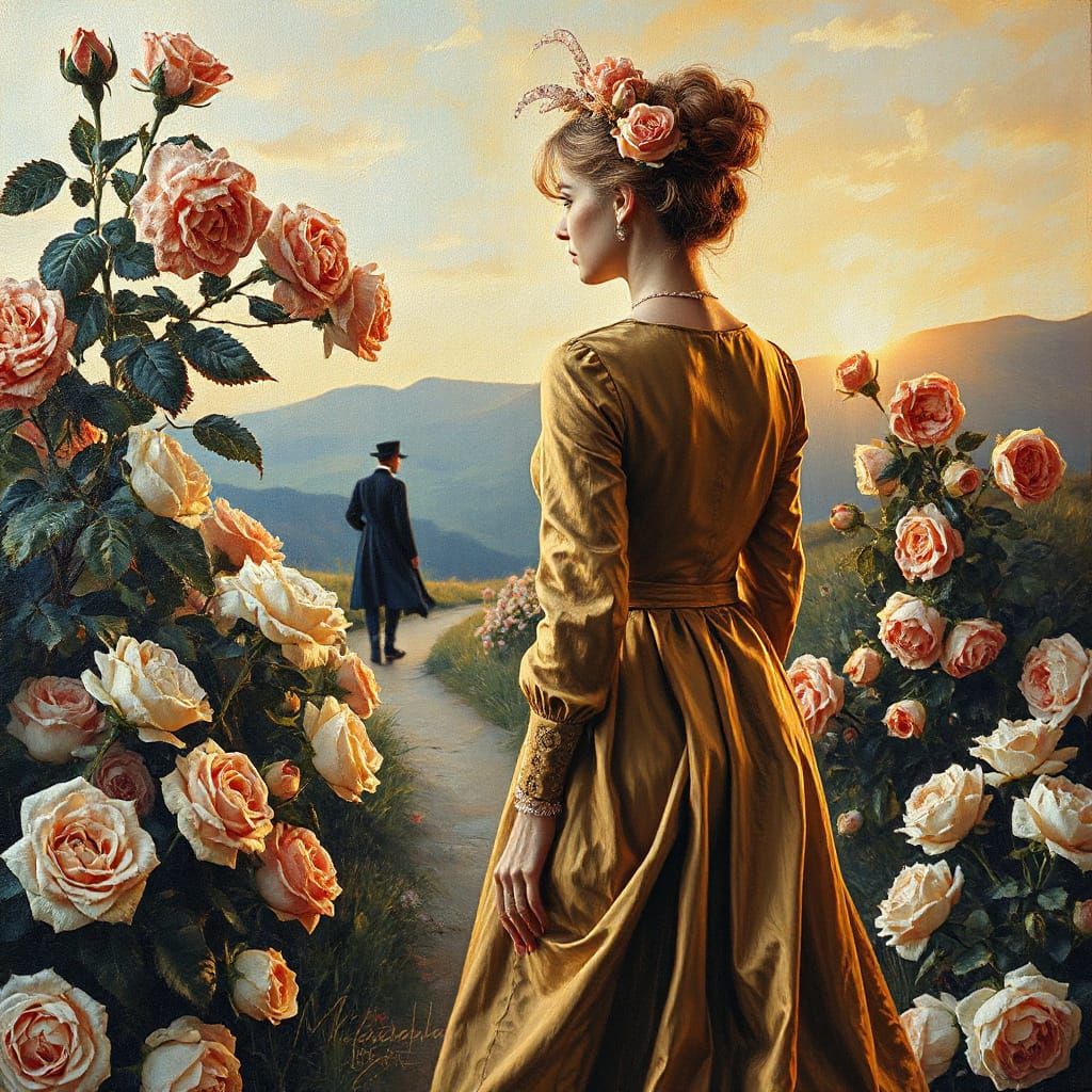 18th Century Fashionista in Neo-Impressionist Style