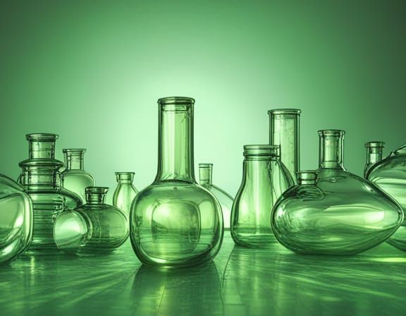 Hyperrealistic Infinity Mirror of Green Glass Bottles