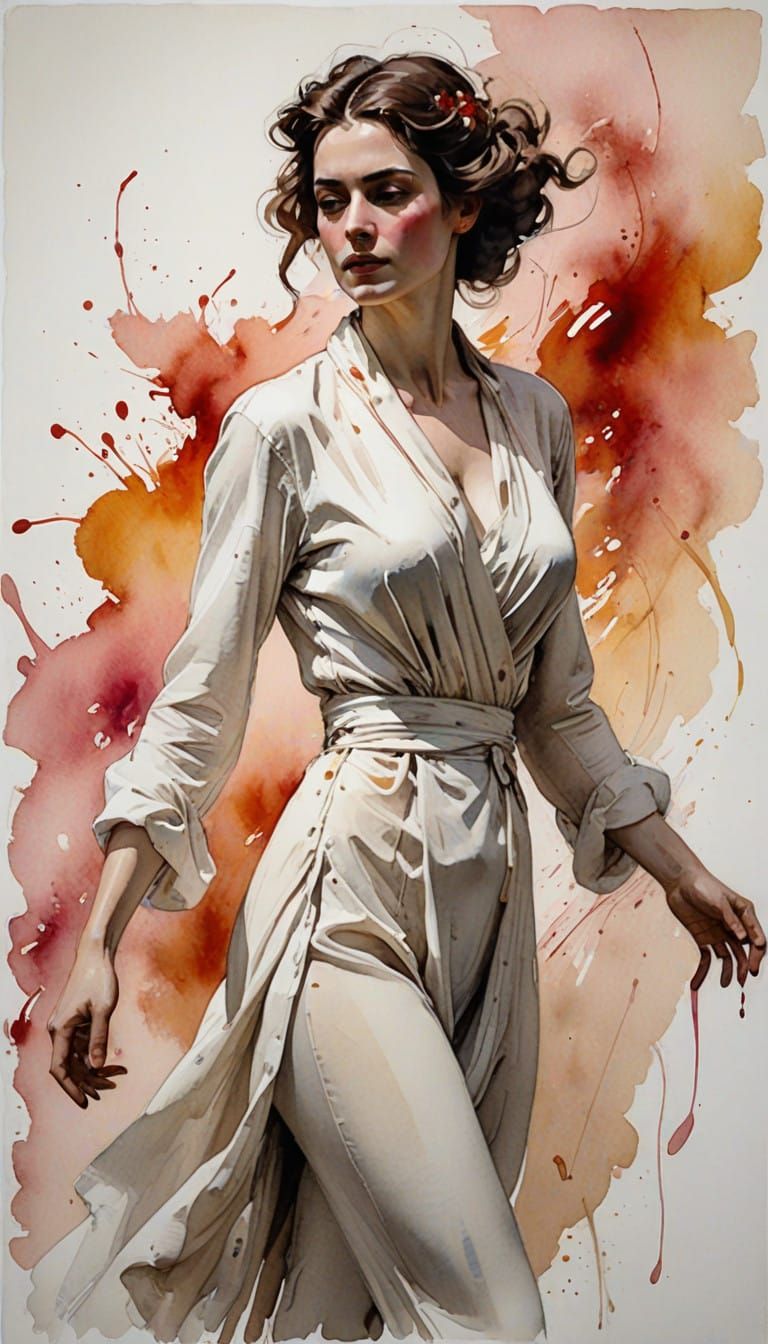 Abstract Figure Study in Vibrant Watercolors