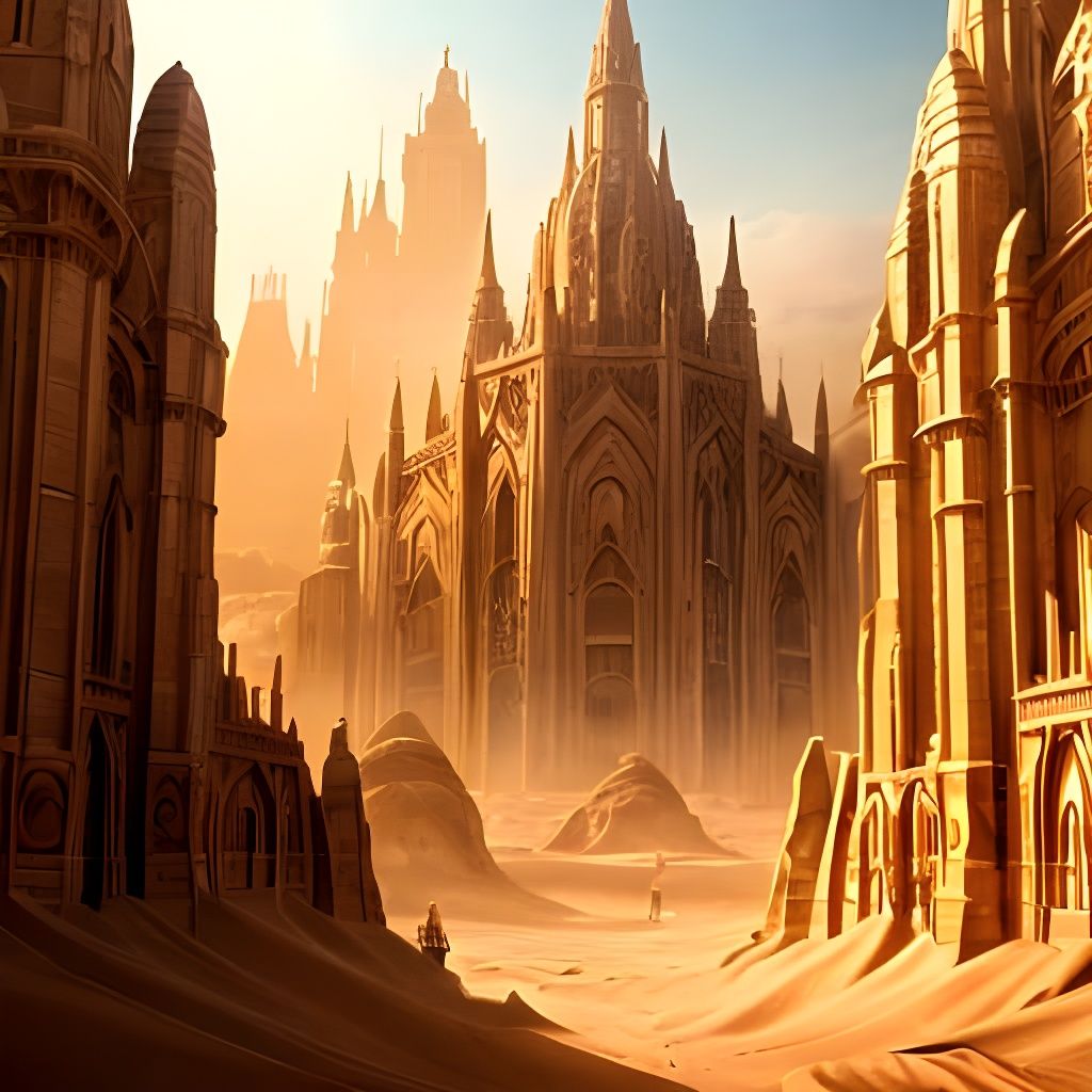 Elven Mirage City in Desert Landscape