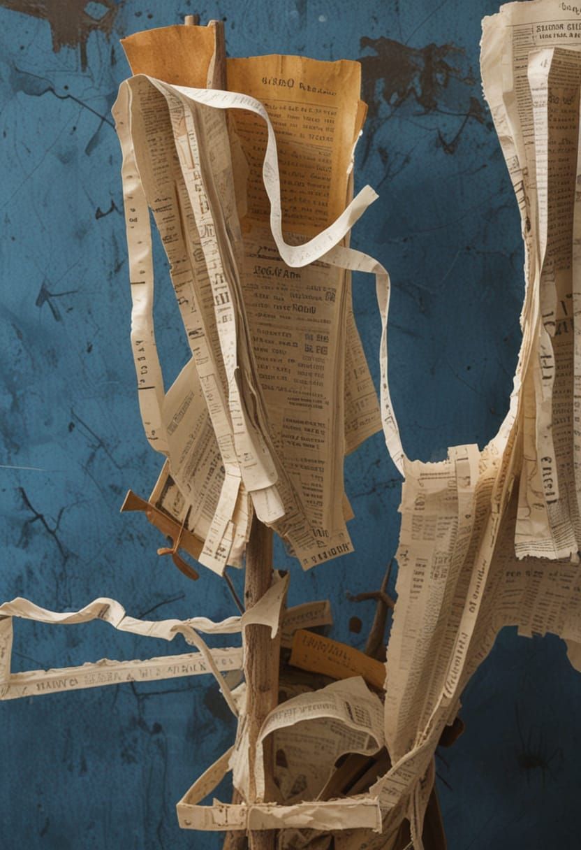 Surrealist Newspaper Collage in Earthy Tones