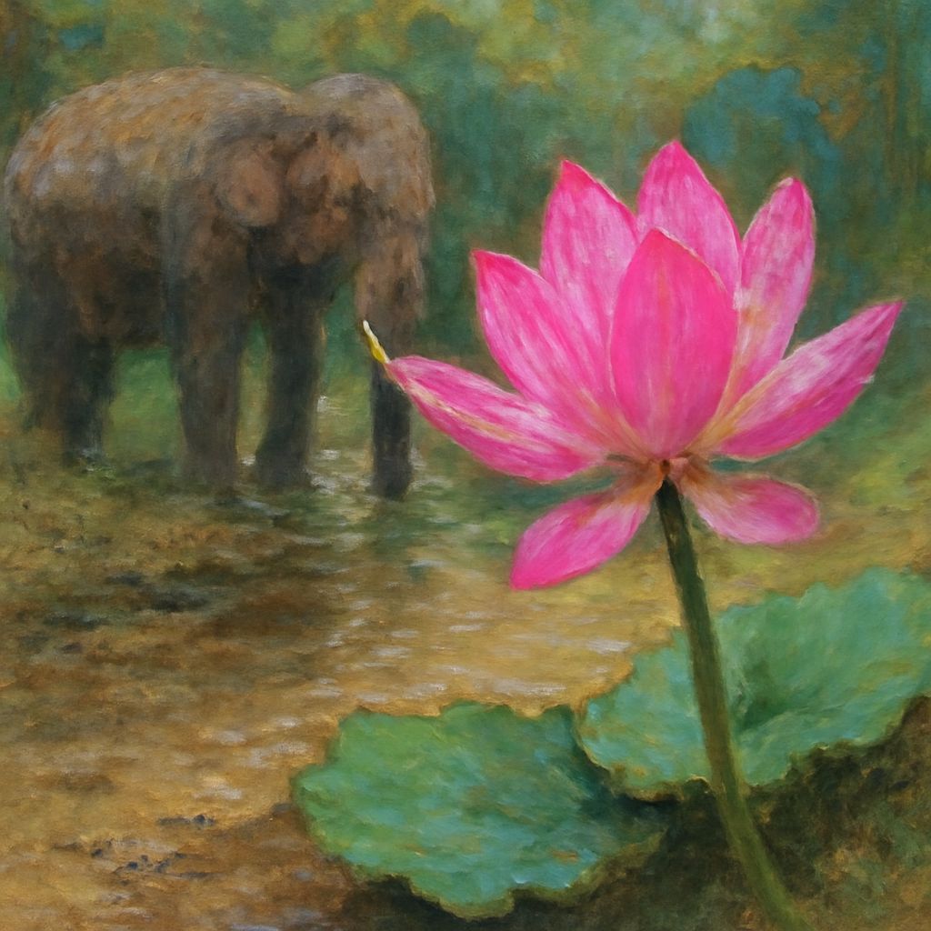Blossoming Indian Lotus in Rainforest Glory
