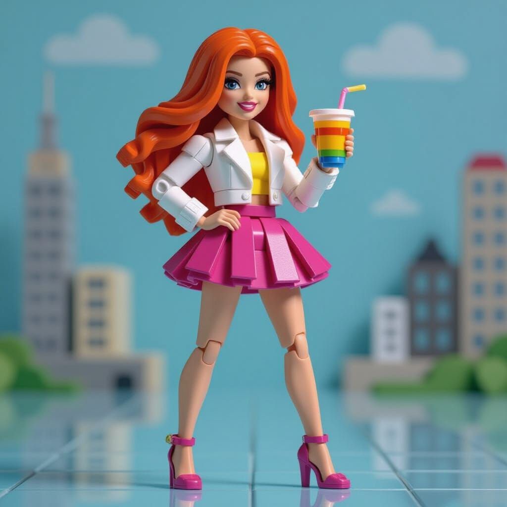 Fashion Model Figurine Made of Toy Building Blocks