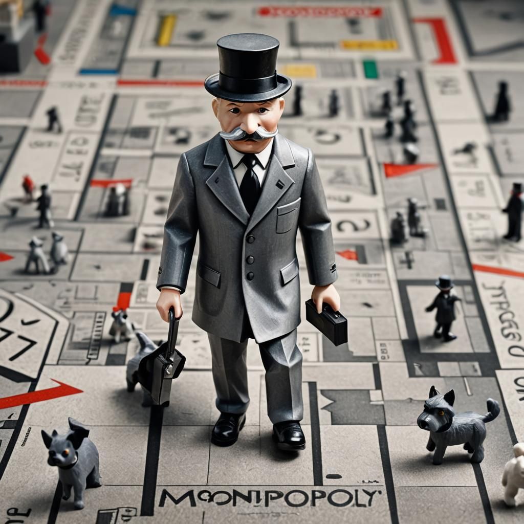 Monopoly Man Walks Dog: Tilt-Shift Macro Shot