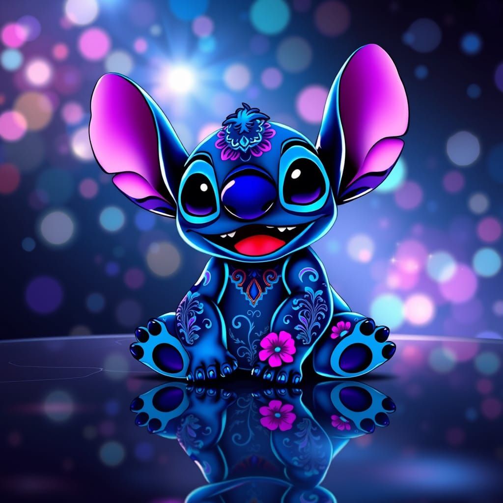 Neon Tribal Alien Creature in Fantasy Cartoon Style