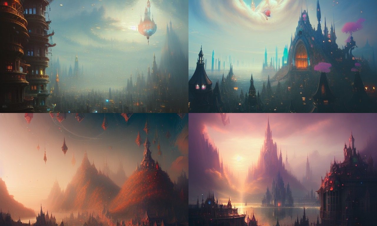 Fantasy City Atop Floating Sky Islands