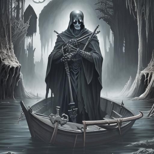 Grim Reaper's Gothic Journey on Dark Waters