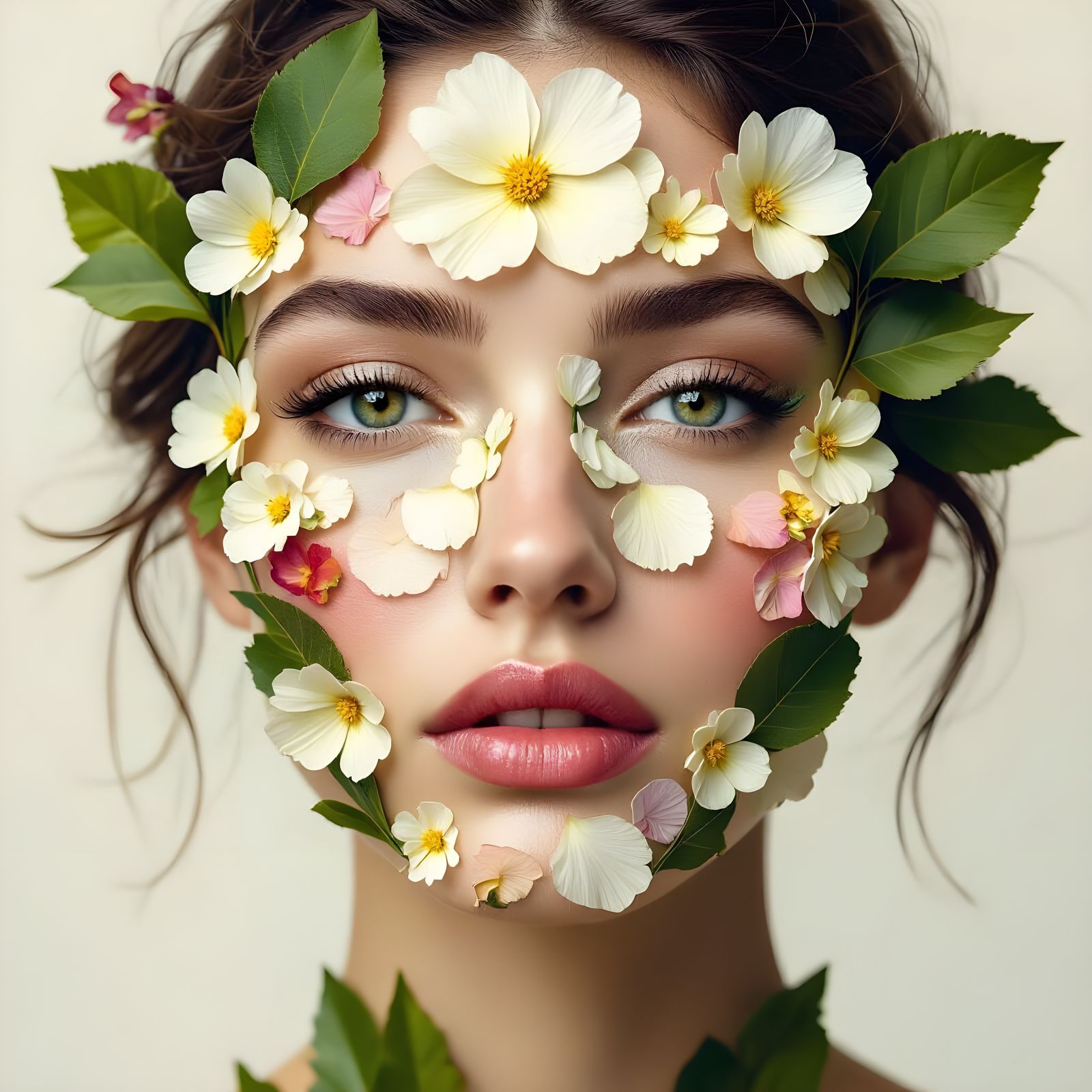 Floral Face Portrait in Dreamlike Fine Art Style