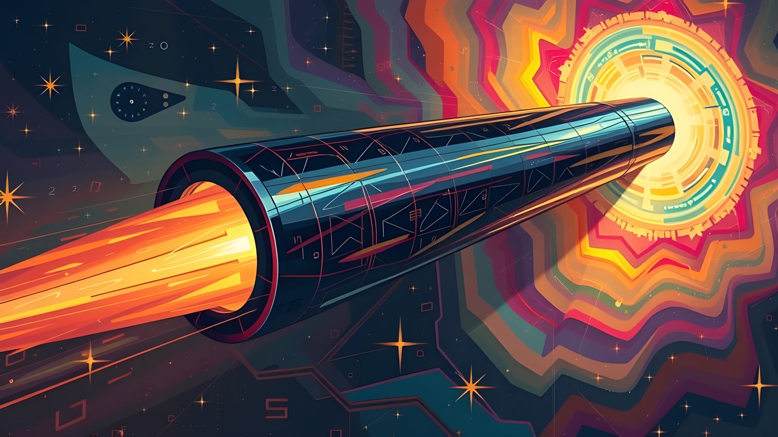 Cosmic Cylinder in Surreal Impasto Dreamscape