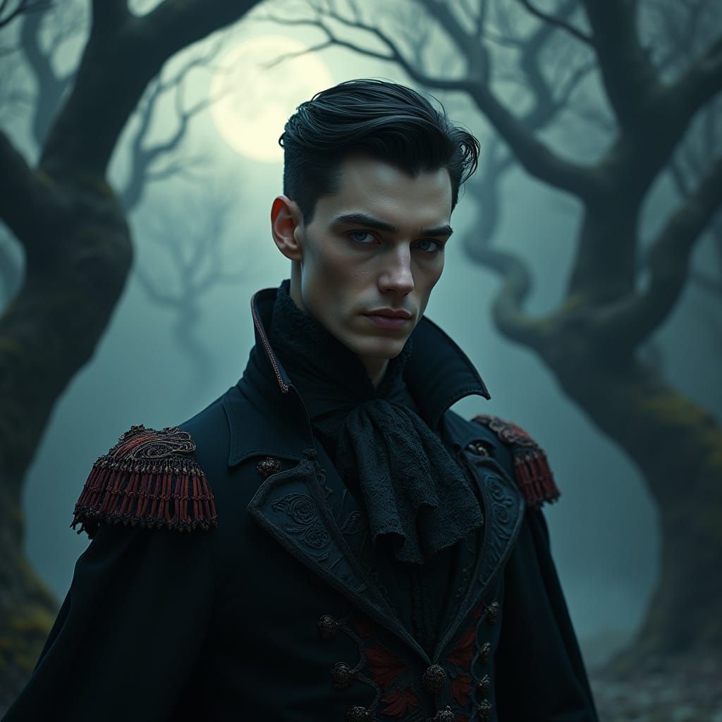 Ethereal Vampire in Victorian Gothic Splendor