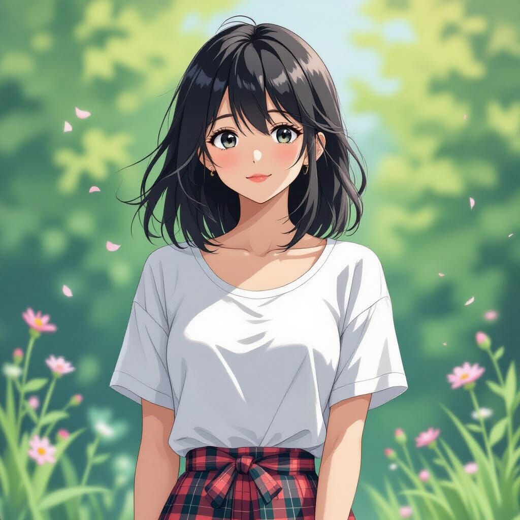 Anime Girl Portrait in Whimsical Style