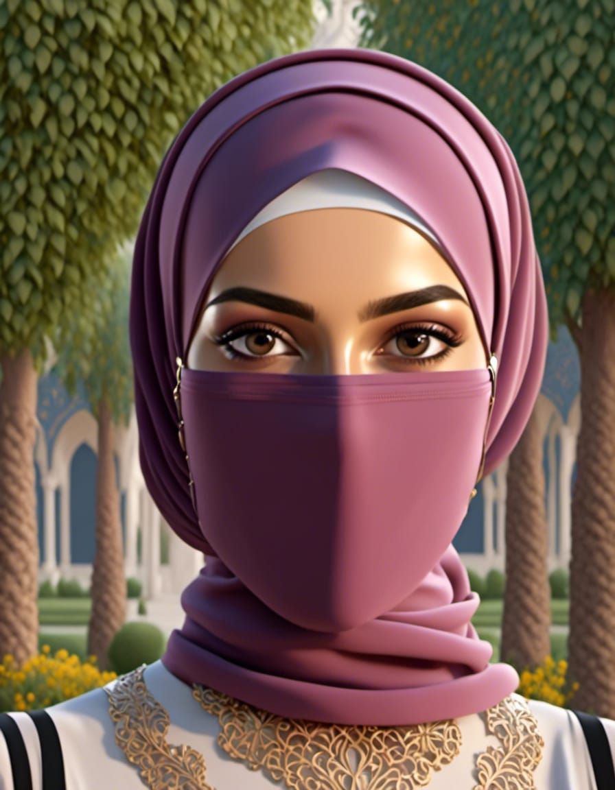 Hijabi Woman with Mask: A Portrait of Modesty