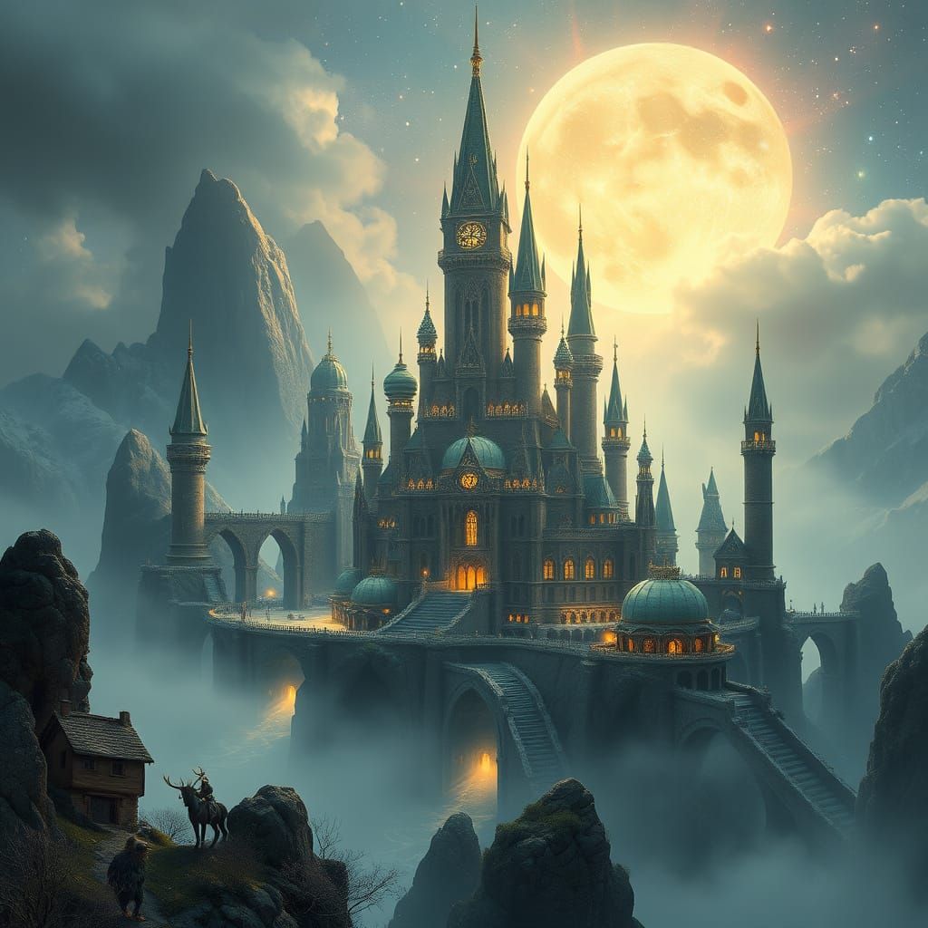 Mystical Fantasy City Rises Above Ethereal Forest