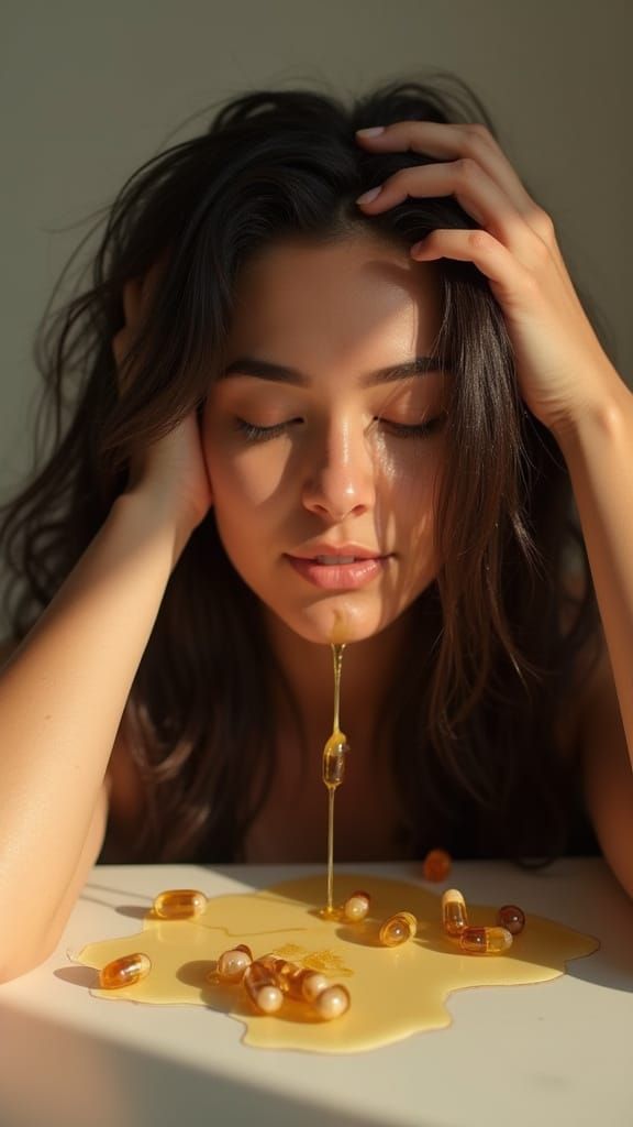 Golden Hair Oil Therapy in Soft Light