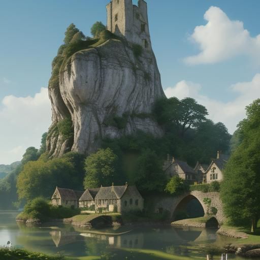 Bibury England in Summer Sunshine: Detailed Matte Painting