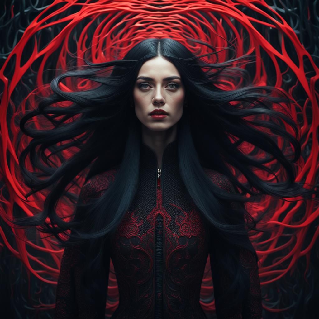 Surreal Portrait of Woman in Parametric Design