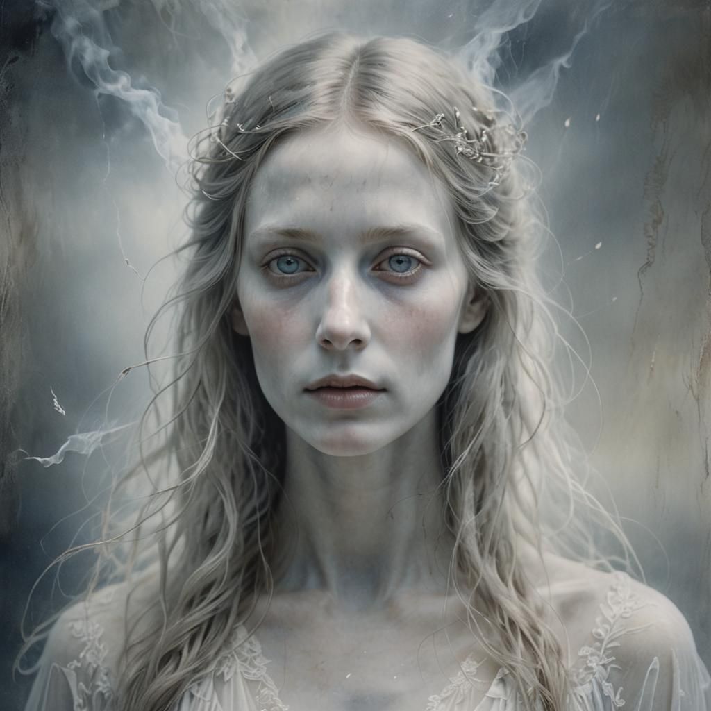 Ethereal Ghost Portrait in Watercolor Style