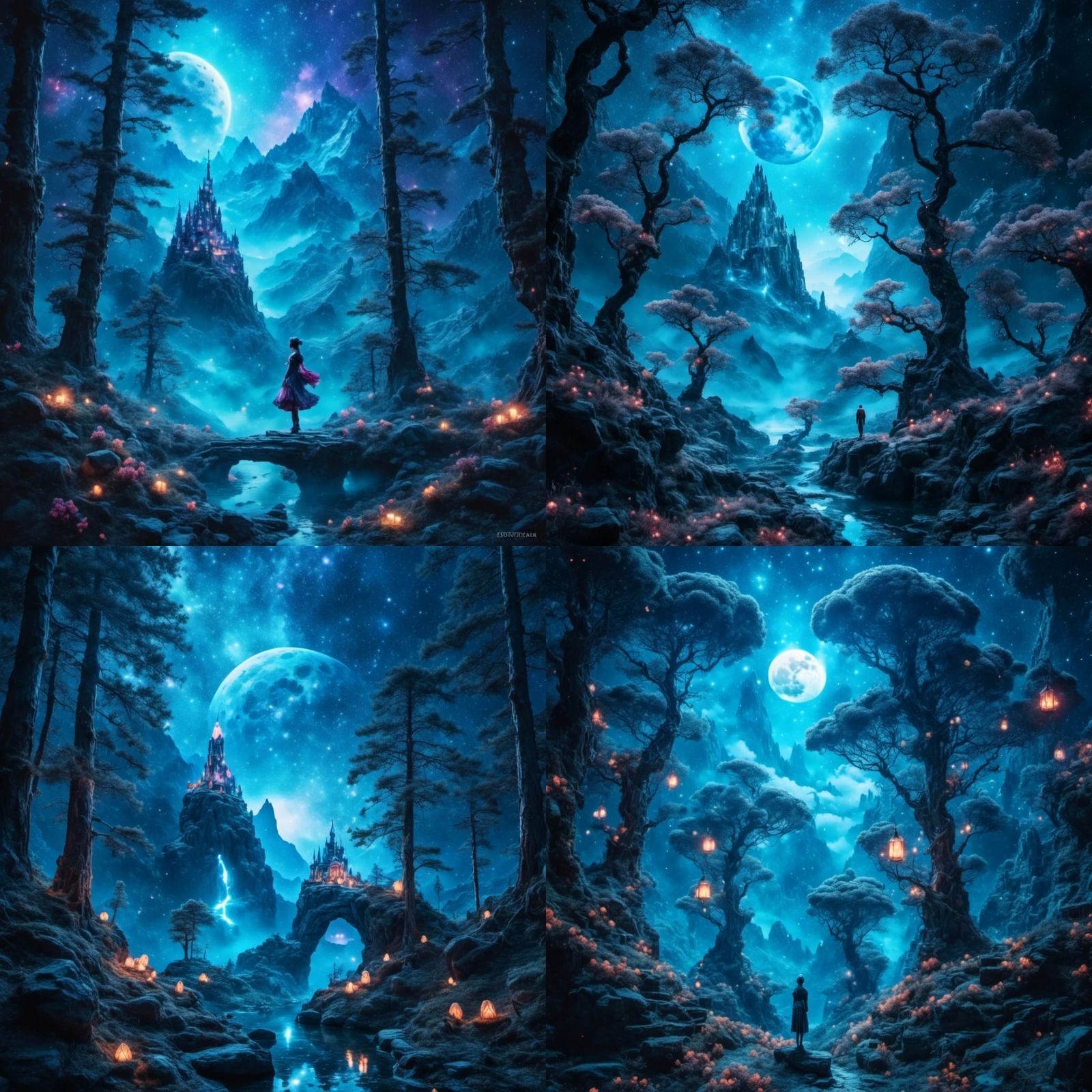 Romantic Watercolor of a Couple with Night Sparkle