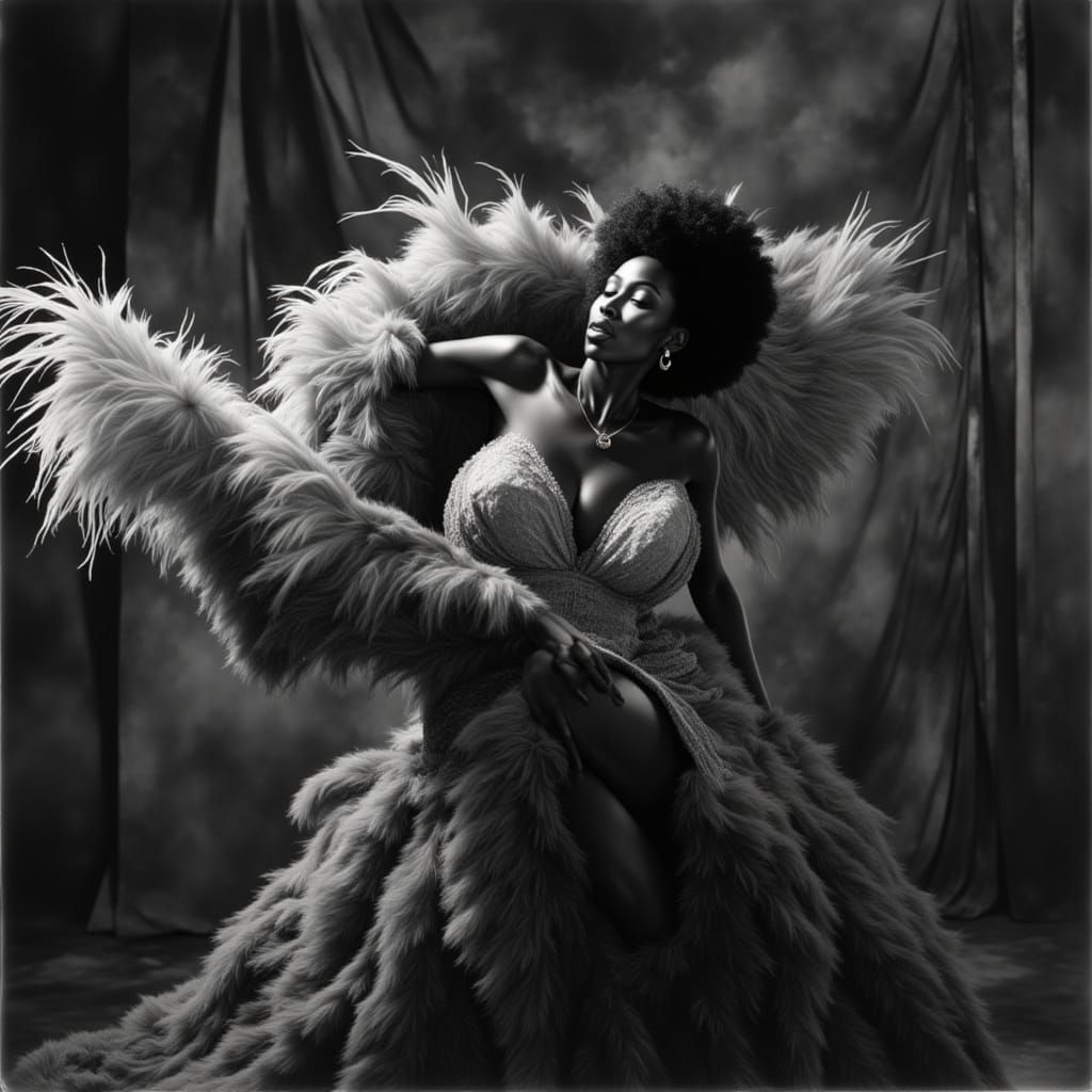 Lena Horne in Feathered Gown: Classic Hollywood Portrait