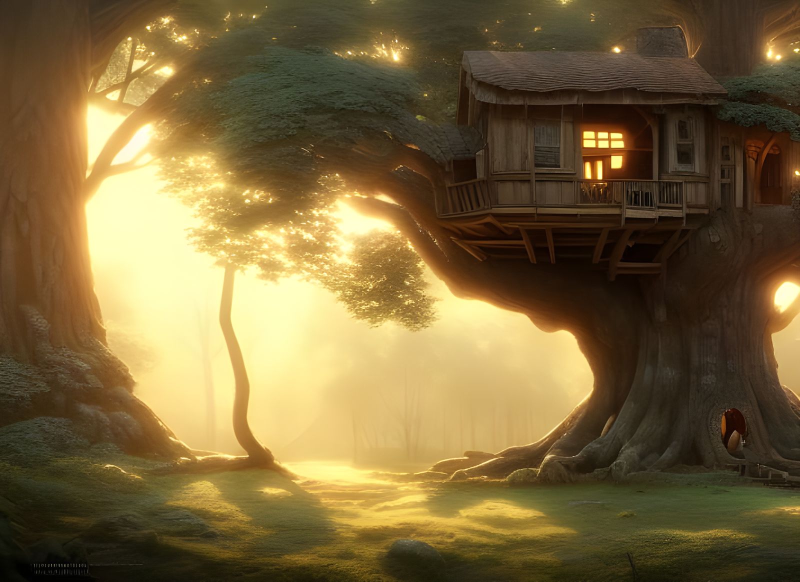 Abandoned Treehouse Concept Art in Cell Shaded Style