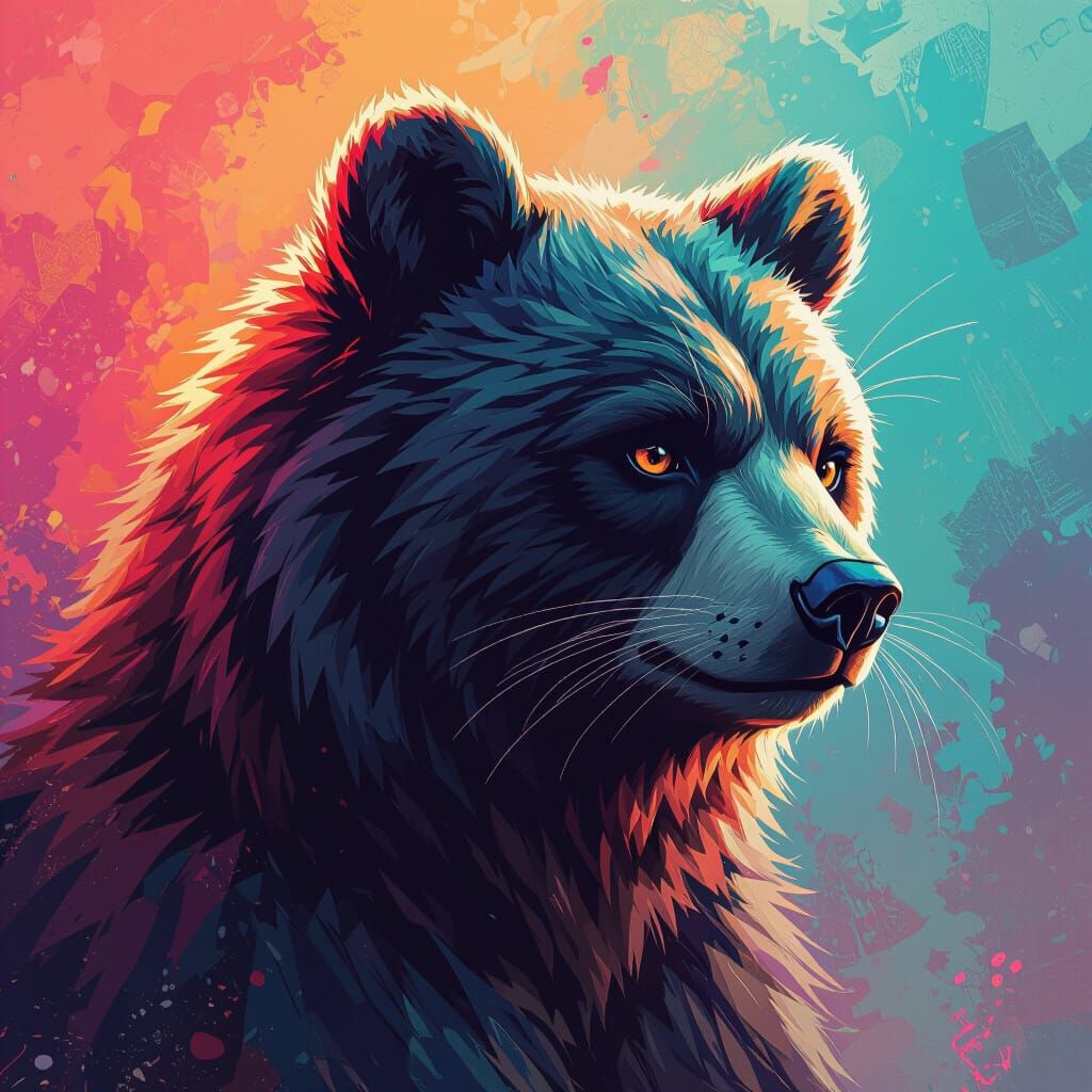 Hyperrealistic CatBear Splash Art Portrait