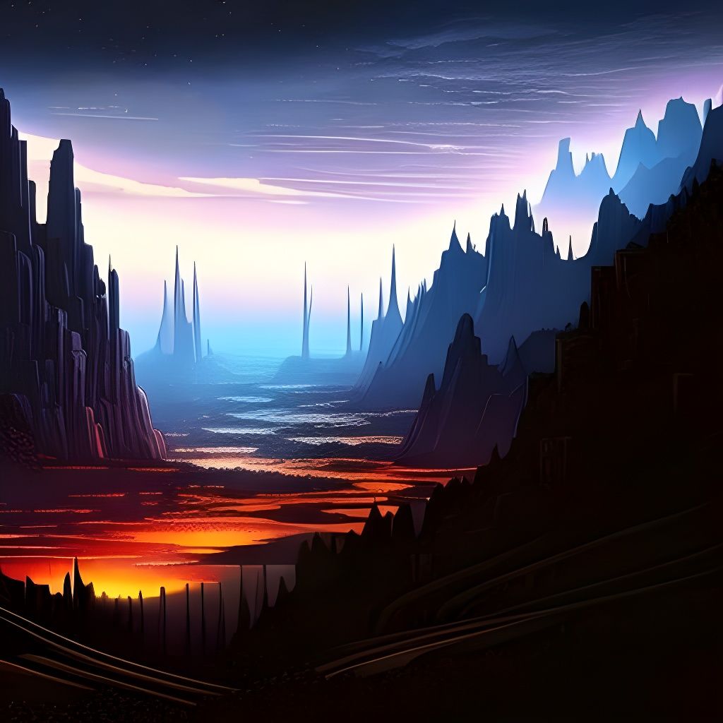 Dark Castle at Night: Cartoon Illustration Painting