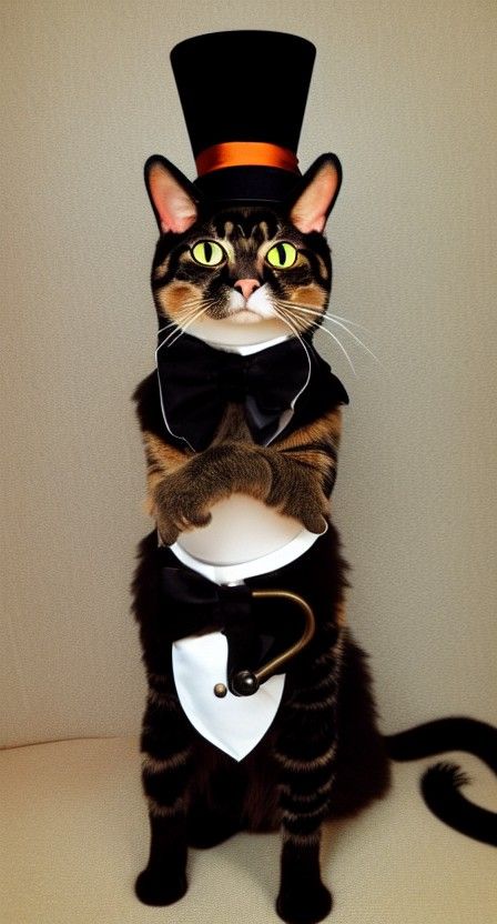 Steampunk Cat in Top Hat for Halloween
