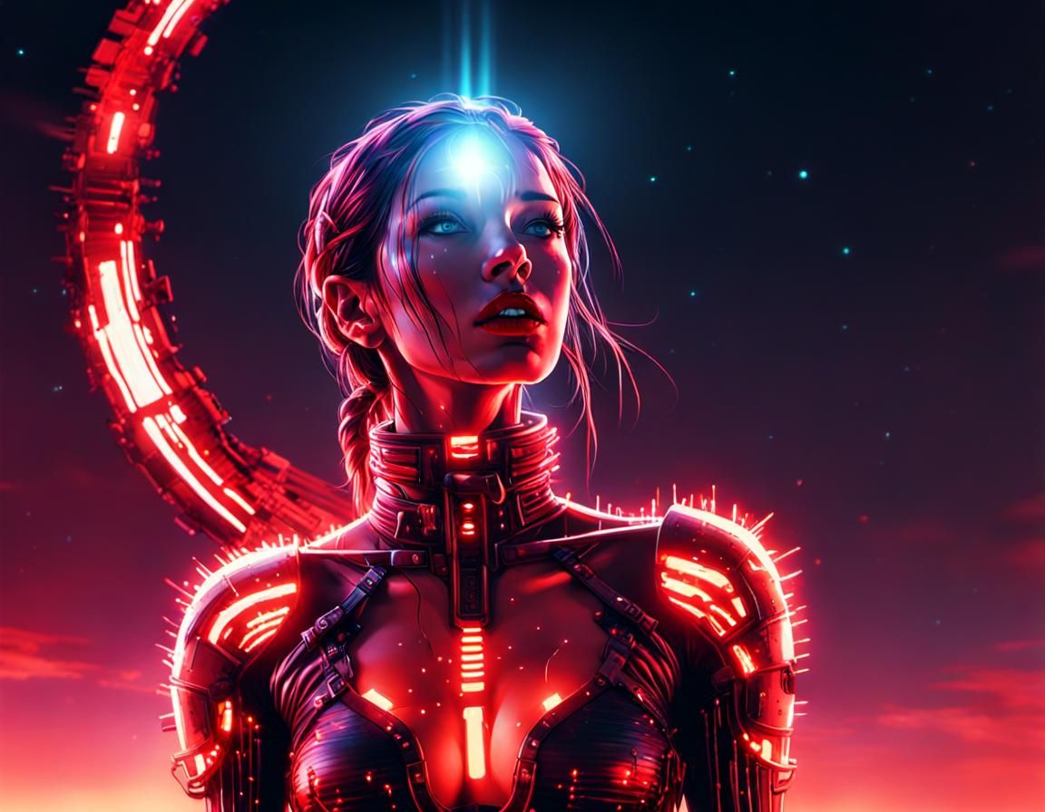 Glitching Android in Melting Sci-Fi World