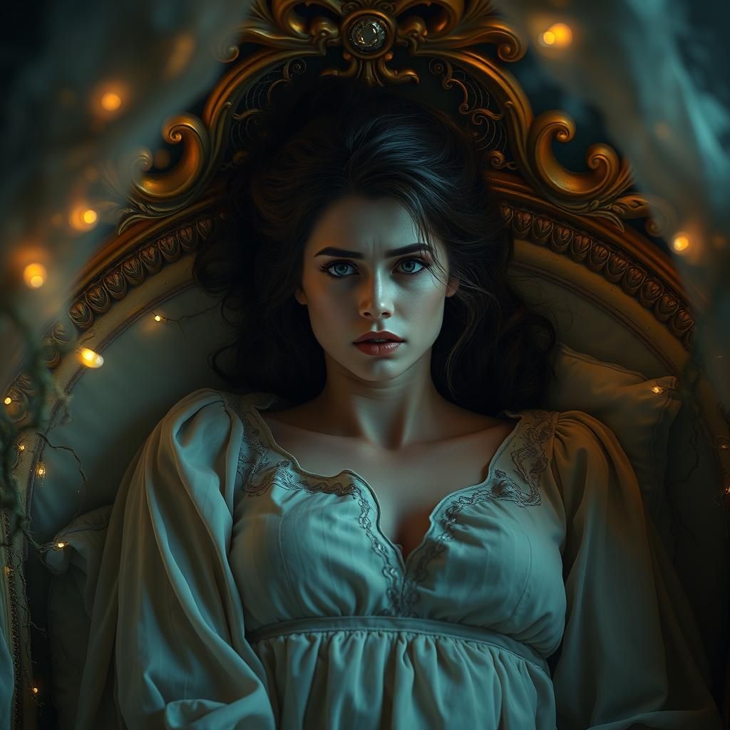 Melancholic Woman in Dreamlike Fantasy World