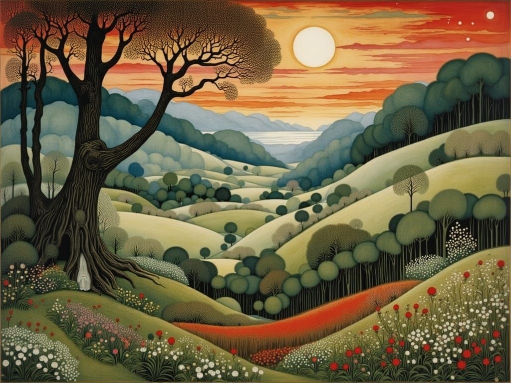 Whimsical Enchanted Landscape in Vibrant Colors