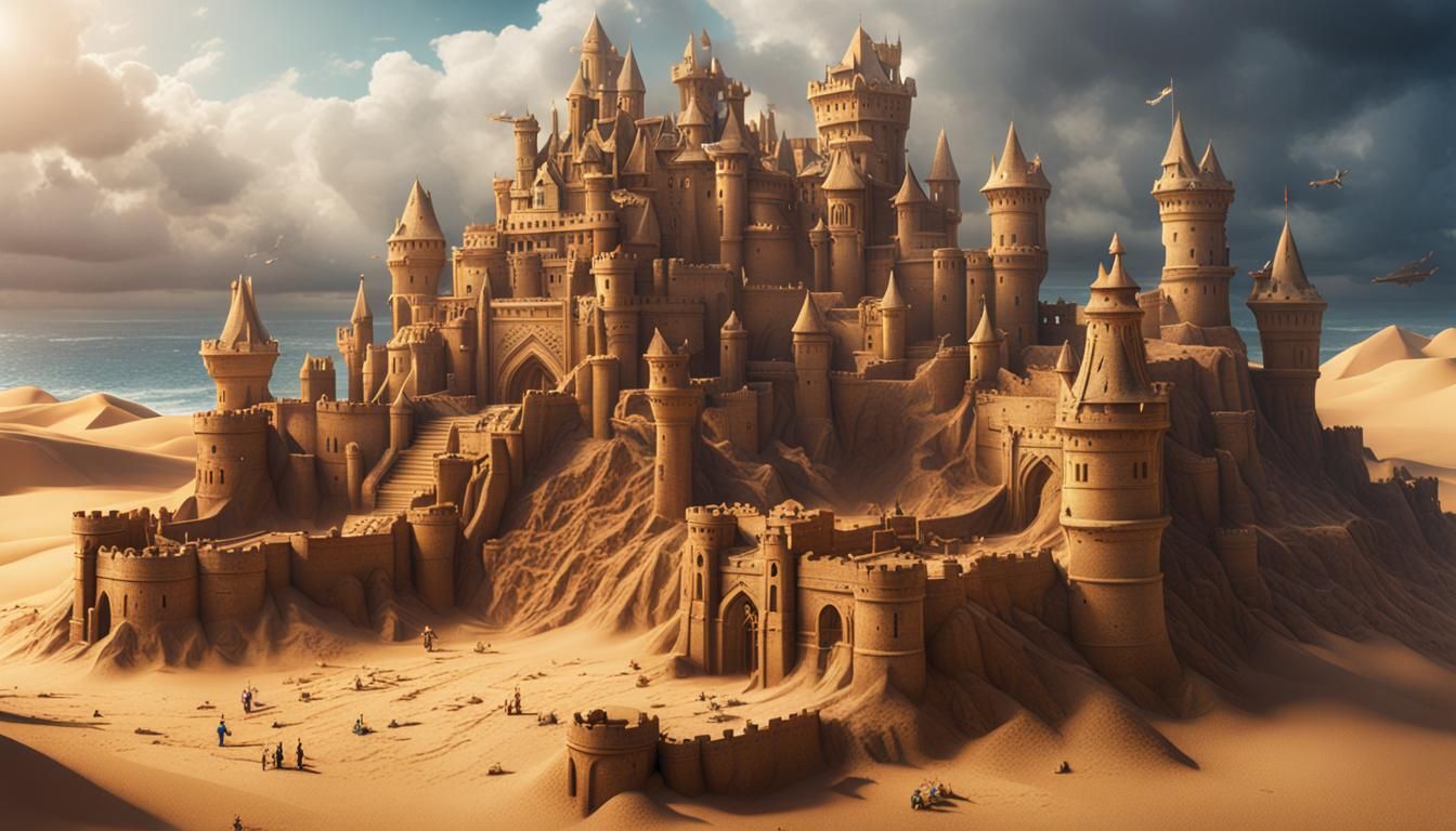 Impressive Sandcastle: Detailed Matte Painting in Fantasy St...