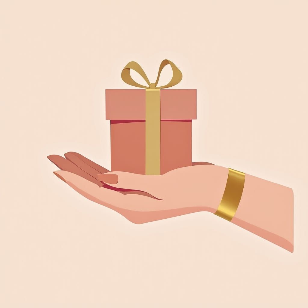 Elegant Hand Holding Gift Box Logo Design