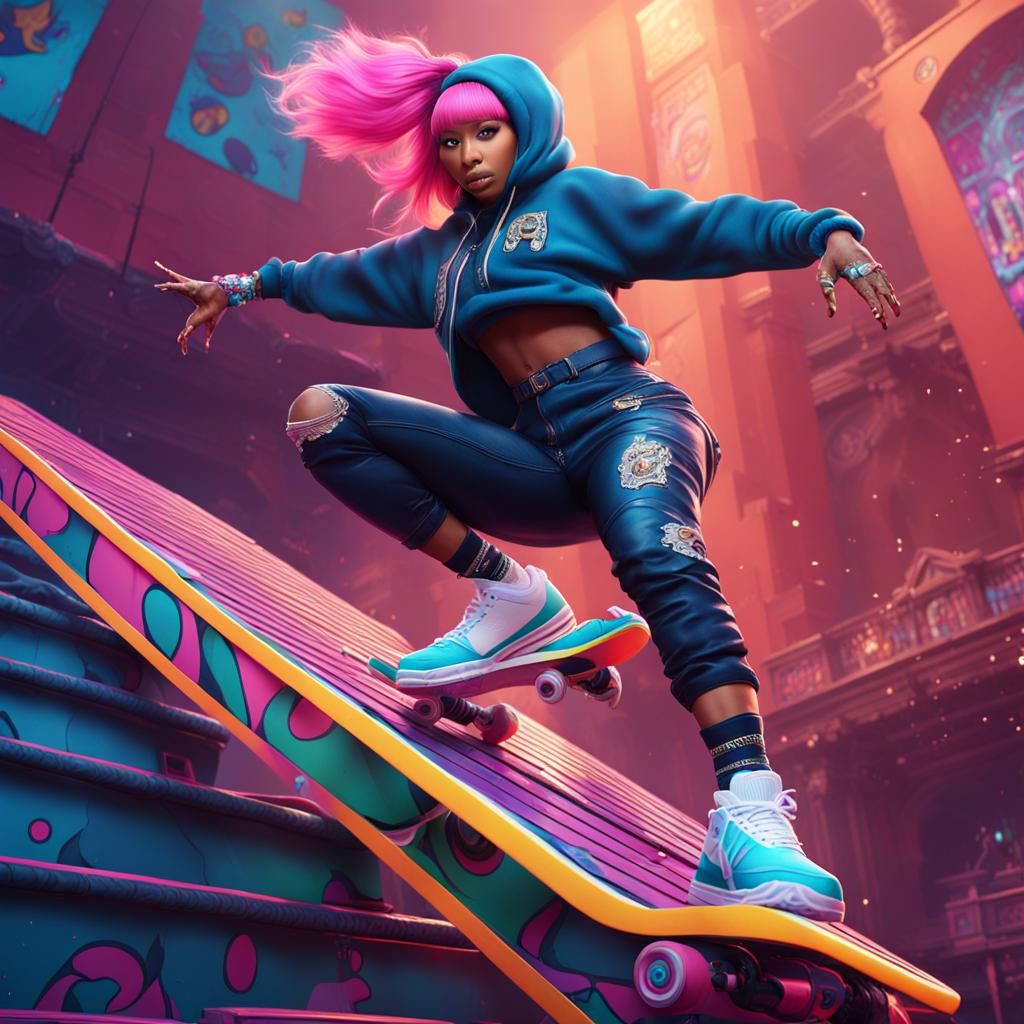 Nicki Minaj Kickflip: Detailed Matte Painting